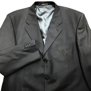 Pavone Mens 46L Soft 100% Wool Suit Jacket Blazer Made in Italy Dark Gray Luxury